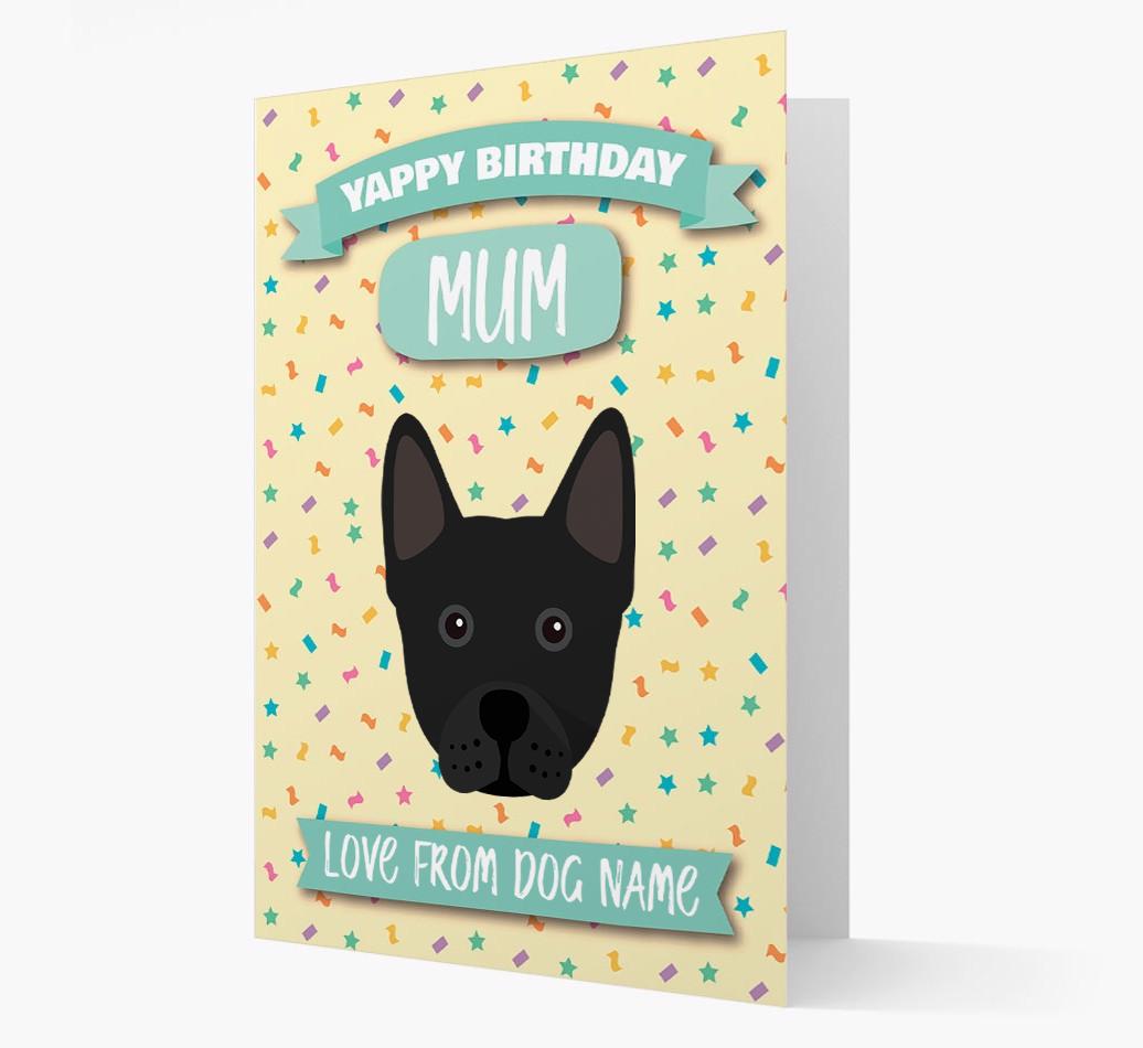 Personalised Card 'Yappy Birthday Mum' with {breedCommonName} Icon