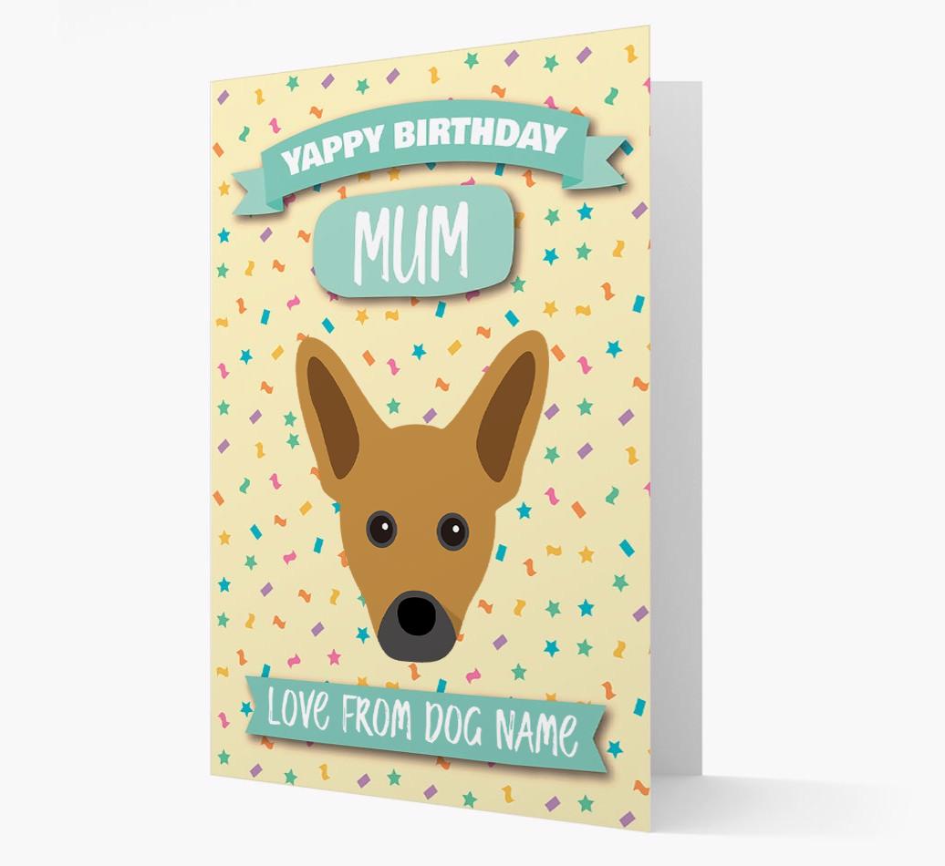 Personalised Card 'Yappy Birthday Mum' with {breedCommonName} Icon
