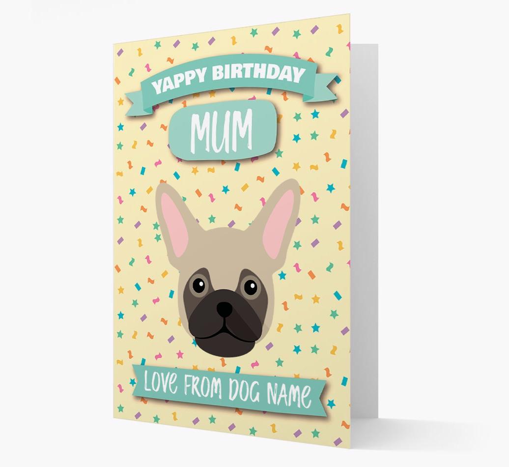 Personalised Card 'Yappy Birthday Mum' with {breedCommonName} Icon