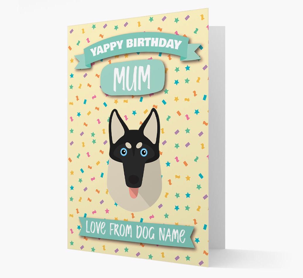 Personalised Card 'Yappy Birthday Mum' with {breedCommonName} Icon