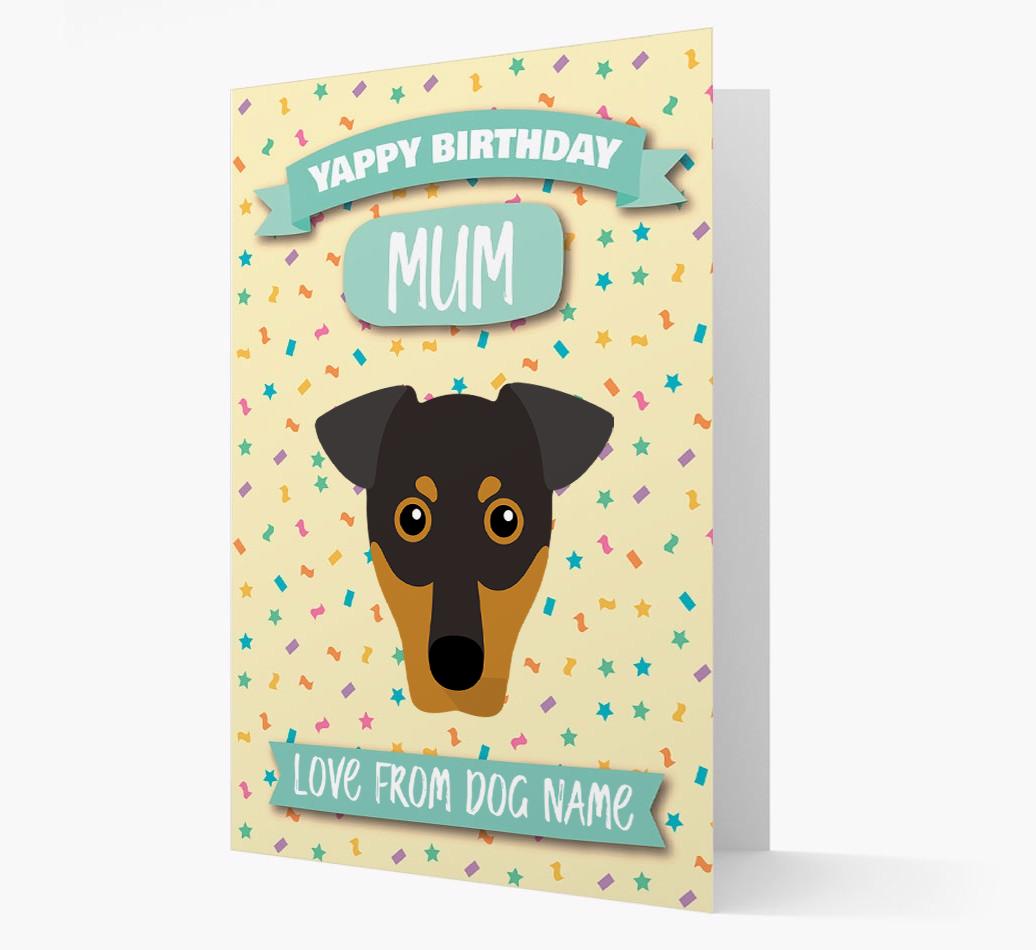 Personalised Card 'Yappy Birthday Mum' with {breedCommonName} Icon