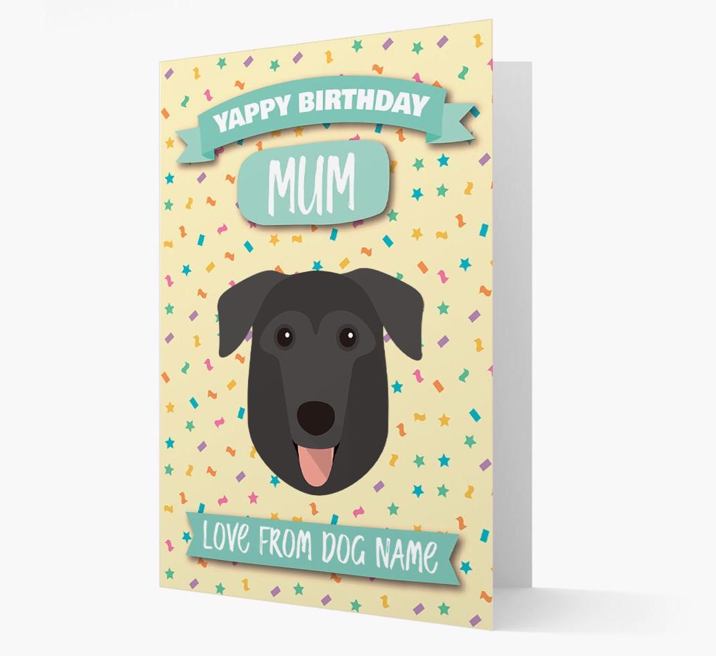 Personalised Card 'Yappy Birthday Mum' with {breedCommonName} Icon
