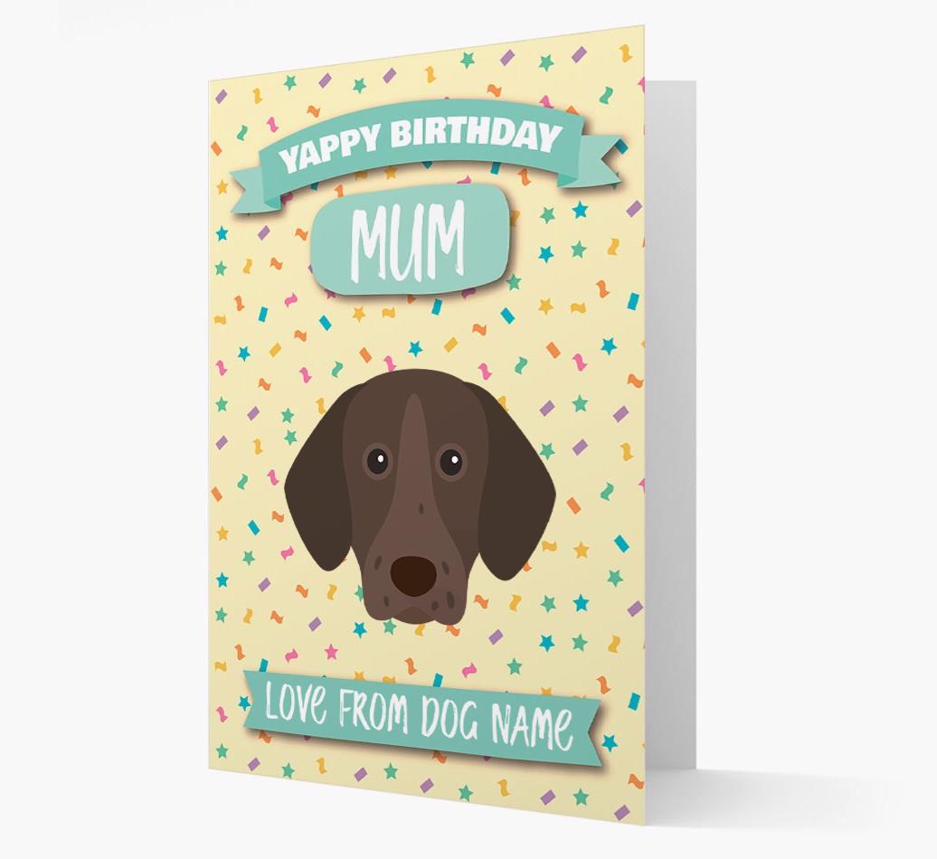 Personalised Card 'Yappy Birthday Mum' with {breedCommonName} Icon