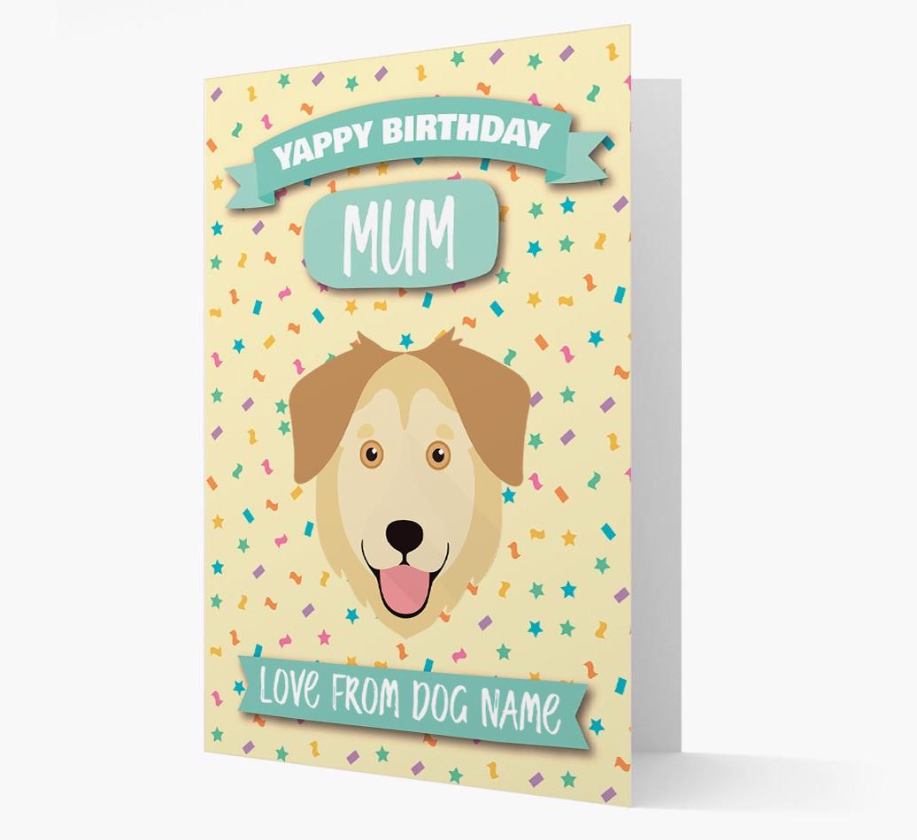 Personalised Card 'Yappy Birthday Mum' with {breedCommonName} Icon