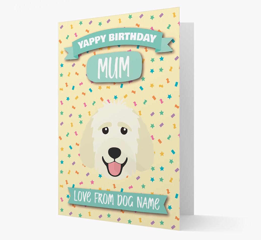 Personalised Card 'Yappy Birthday Mum' with {breedCommonName} Icon