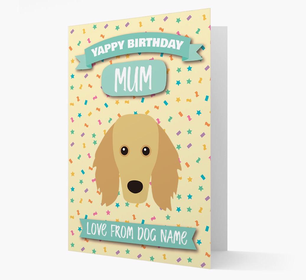 Personalised Card 'Yappy Birthday Mum' with {breedCommonName} Icon