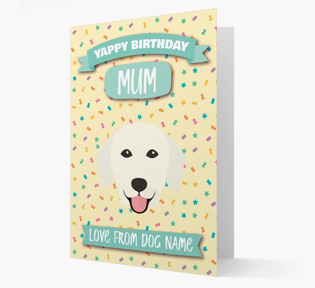 Personalised Card 'Yappy Birthday Mum' with {breedCommonName} Icon