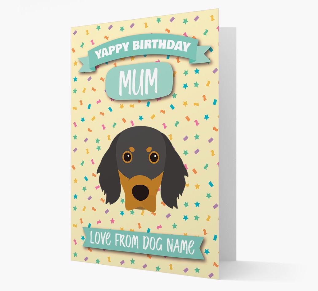 Personalised Card 'Yappy Birthday Mum' with {breedCommonName} Icon