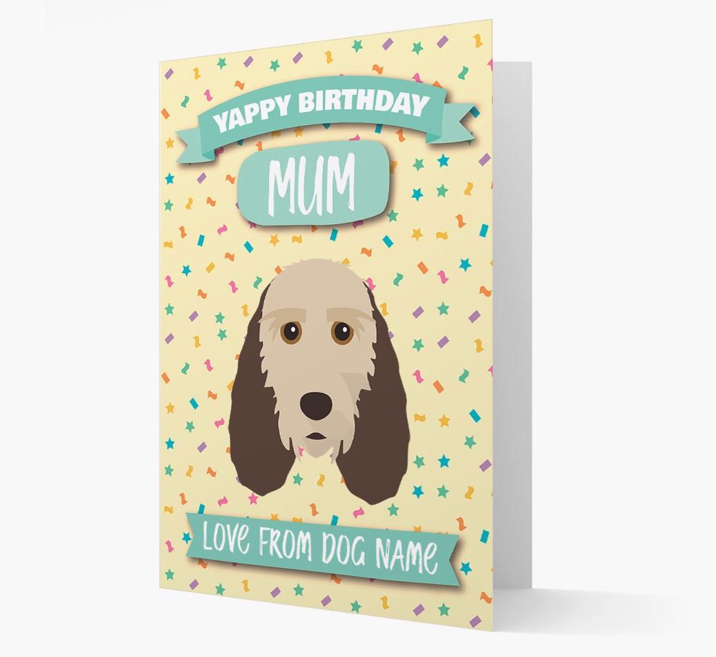Personalised Card 'Yappy Birthday Mum' with {breedCommonName} Icon