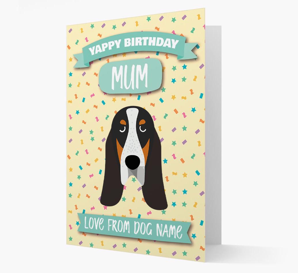 Personalised Card 'Yappy Birthday Mum' with {breedCommonName} Icon