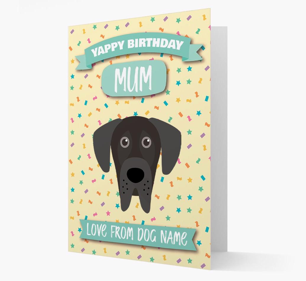 Personalised Card 'Yappy Birthday Mum' with {breedCommonName} Icon