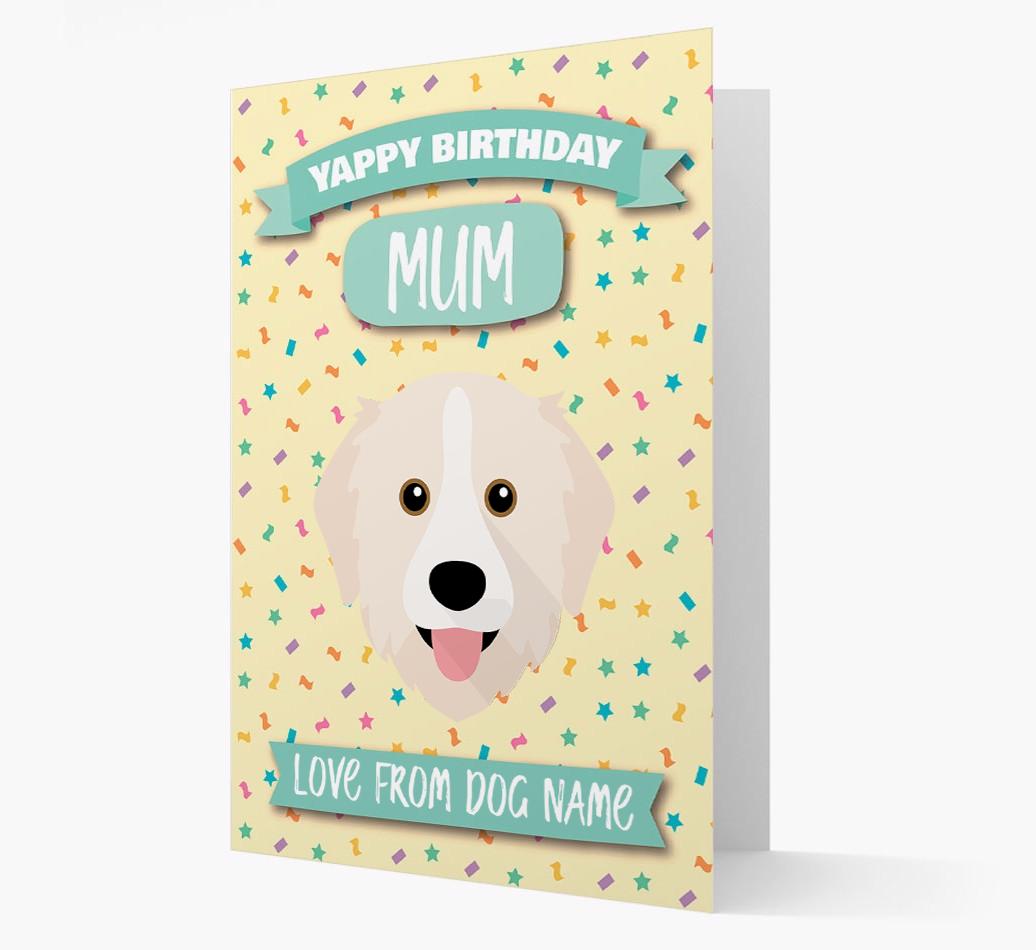 Personalised Card 'Yappy Birthday Mum' with {breedCommonName} Icon