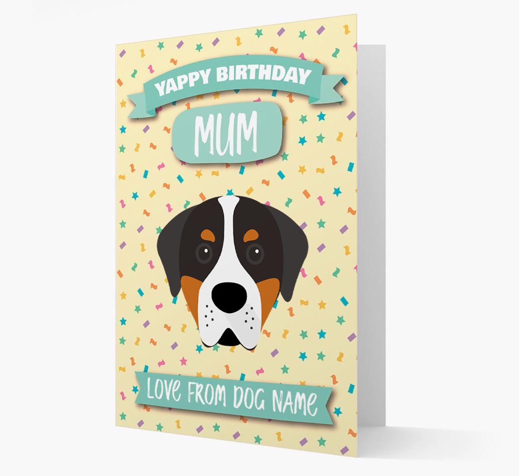 Personalised Card 'Yappy Birthday Mum' with {breedCommonName} Icon