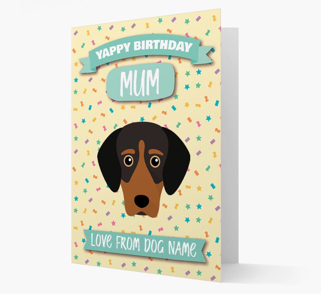 Personalised Card 'Yappy Birthday Mum' with {breedCommonName} Icon