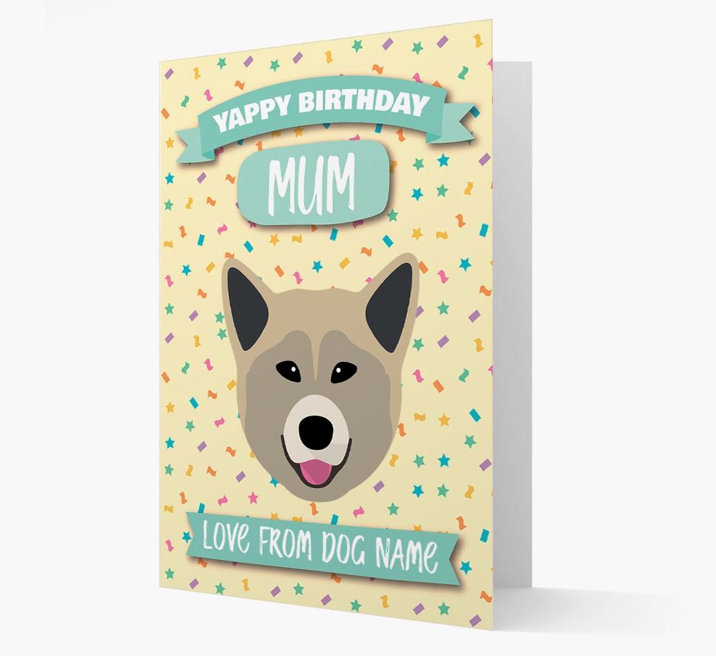 Personalised Card 'Yappy Birthday Mum' with {breedCommonName} Icon