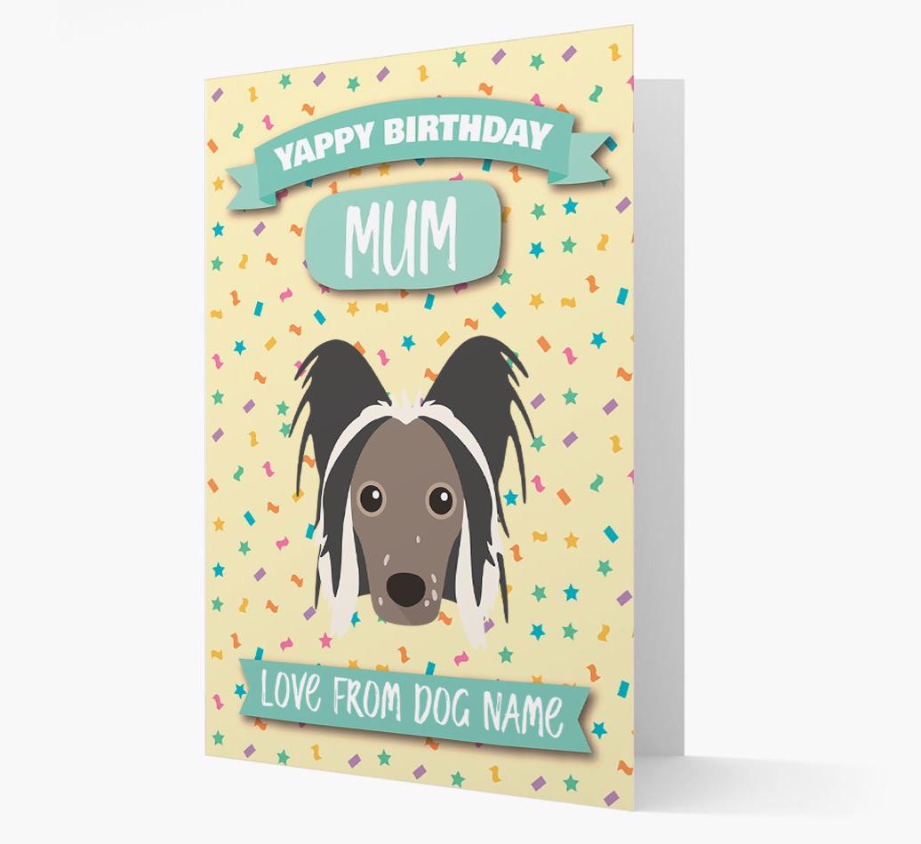 Personalised Card 'Yappy Birthday Mum' with {breedCommonName} Icon