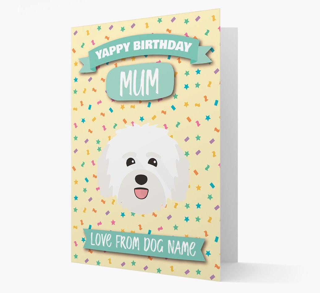 Personalised Card 'Yappy Birthday Mum' with {breedCommonName} Icon