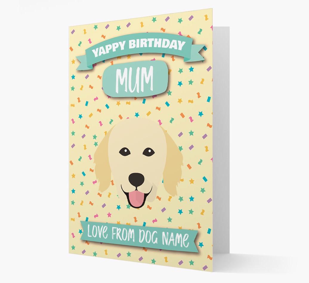 Personalised Card 'Yappy Birthday Mum' with {breedCommonName} Icon