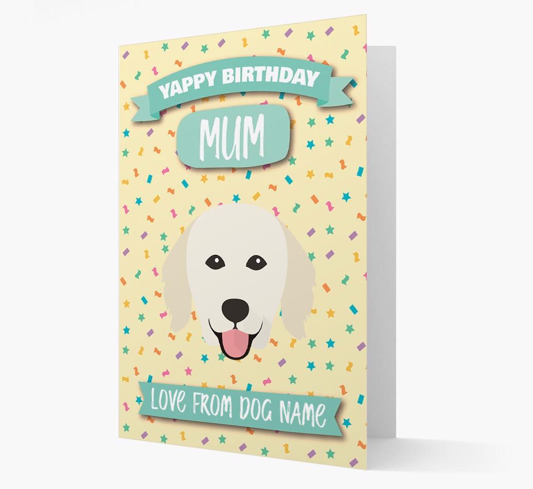 Personalised Card 'Yappy Birthday Mum' with {breedCommonName} Icon