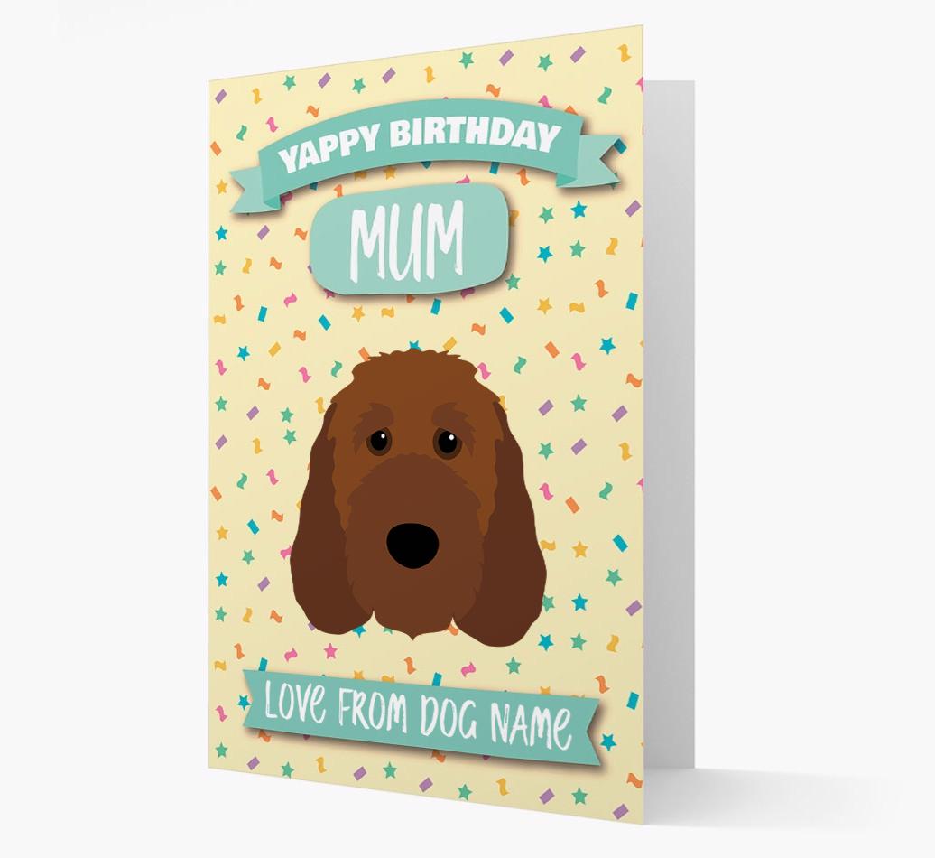 Personalised Card 'Yappy Birthday Mum' with {breedCommonName} Icon