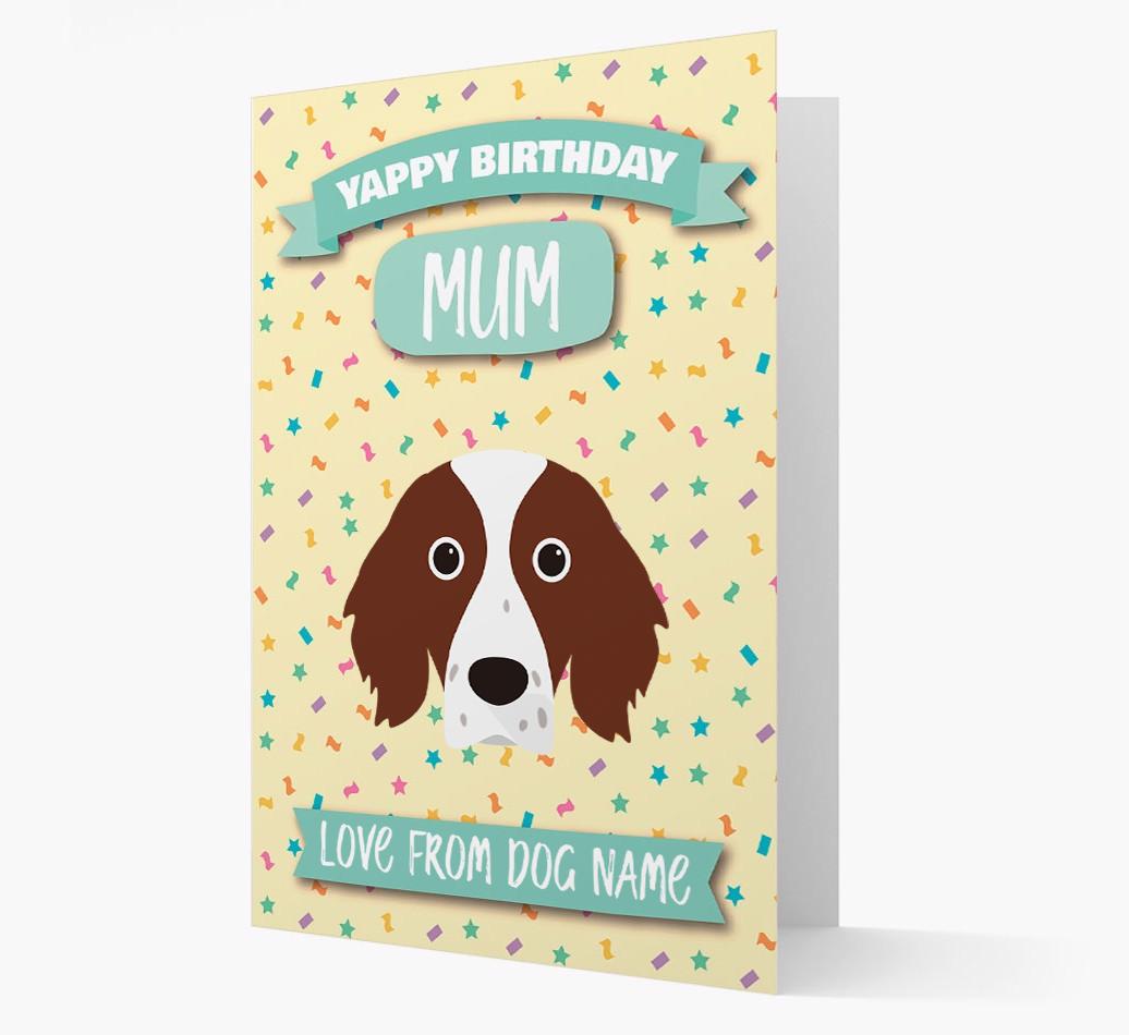 Personalised Card 'Yappy Birthday Mum' with {breedCommonName} Icon