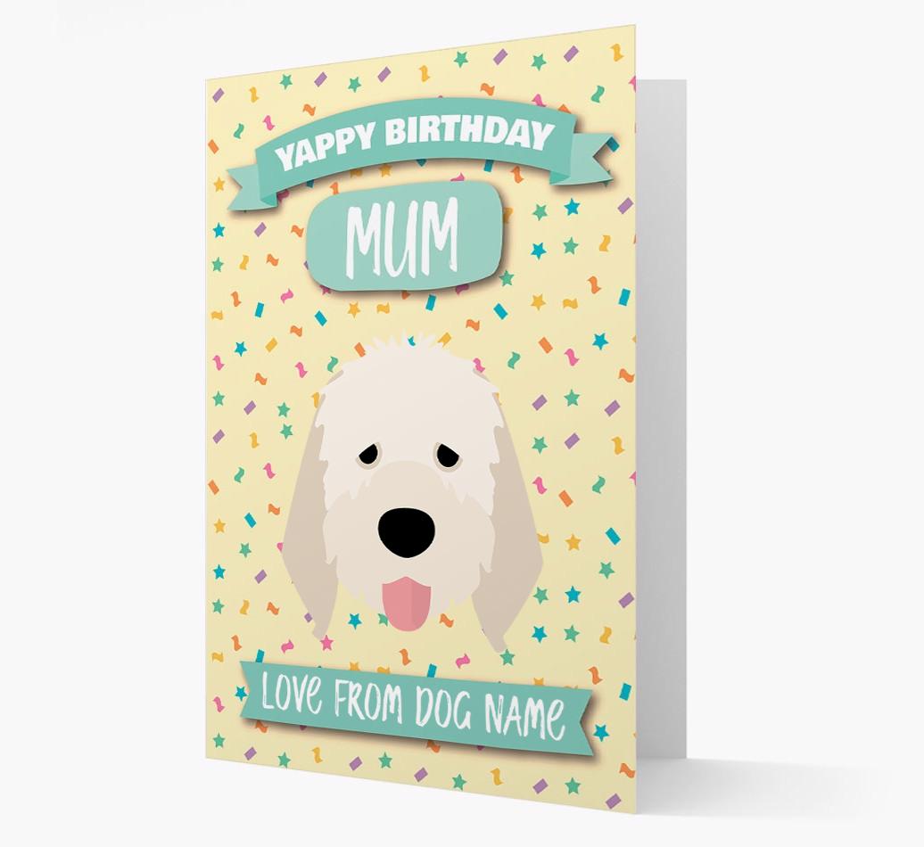 Personalised Card 'Yappy Birthday Mum' with {breedCommonName} Icon