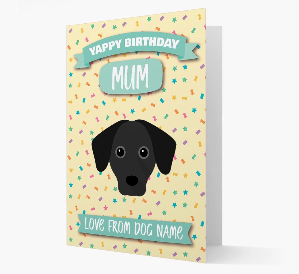 Personalised Card 'Yappy Birthday Mum' with {breedCommonName} Icon