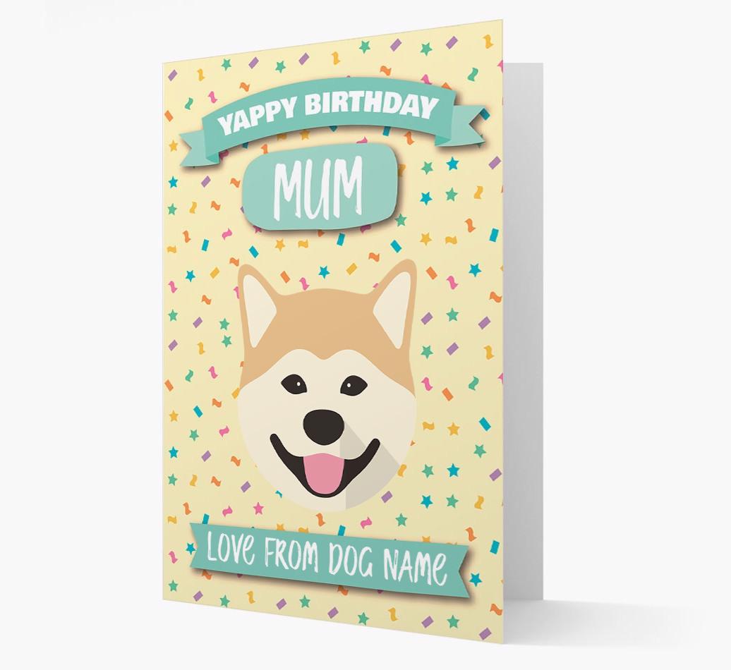 Personalised Card 'Yappy Birthday Mum' with {breedCommonName} Icon