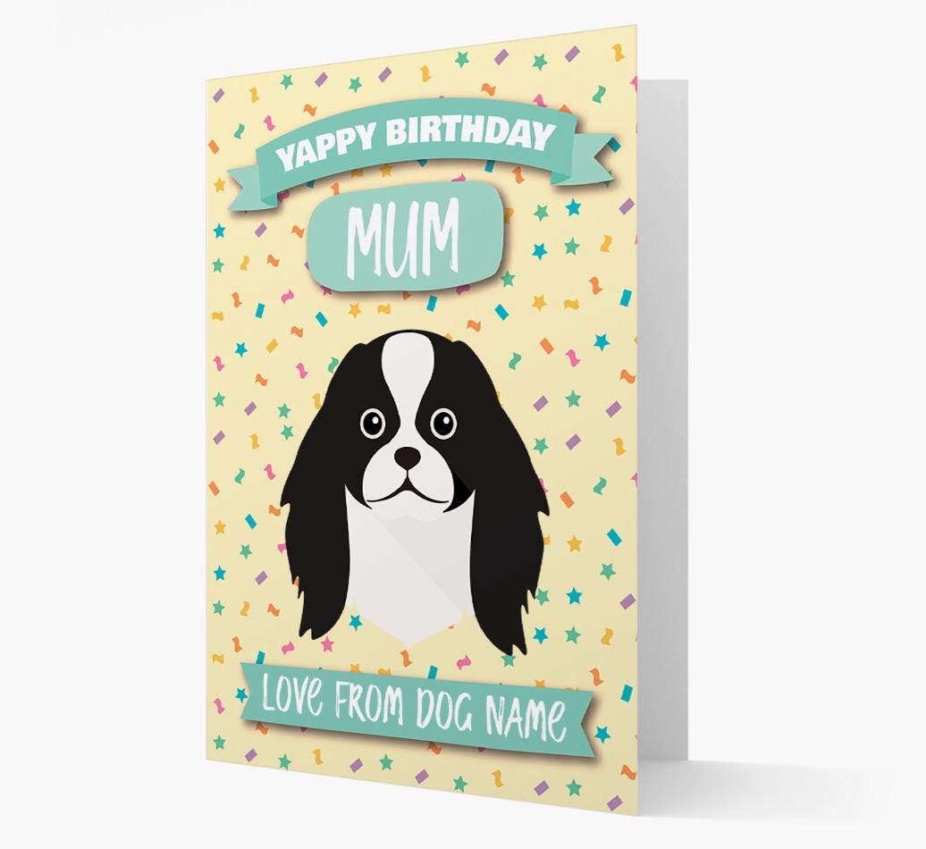 Personalised Card 'Yappy Birthday Mum' with {breedCommonName} Icon