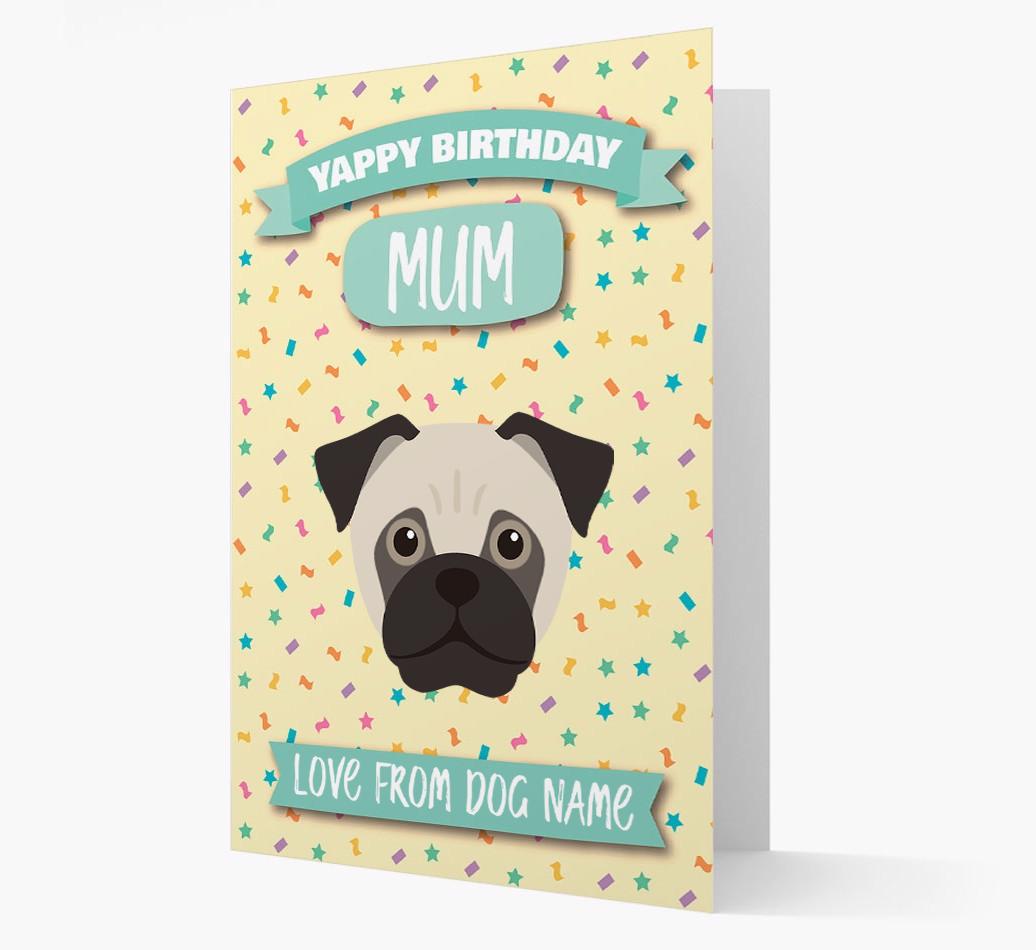 Personalised Card 'Yappy Birthday Mum' with {breedCommonName} Icon
