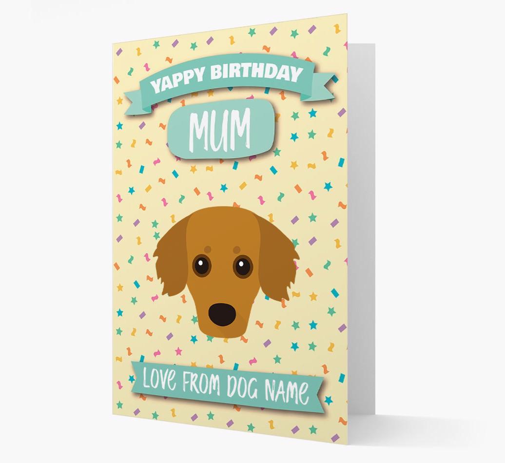 Personalised Card 'Yappy Birthday Mum' with {breedCommonName} Icon