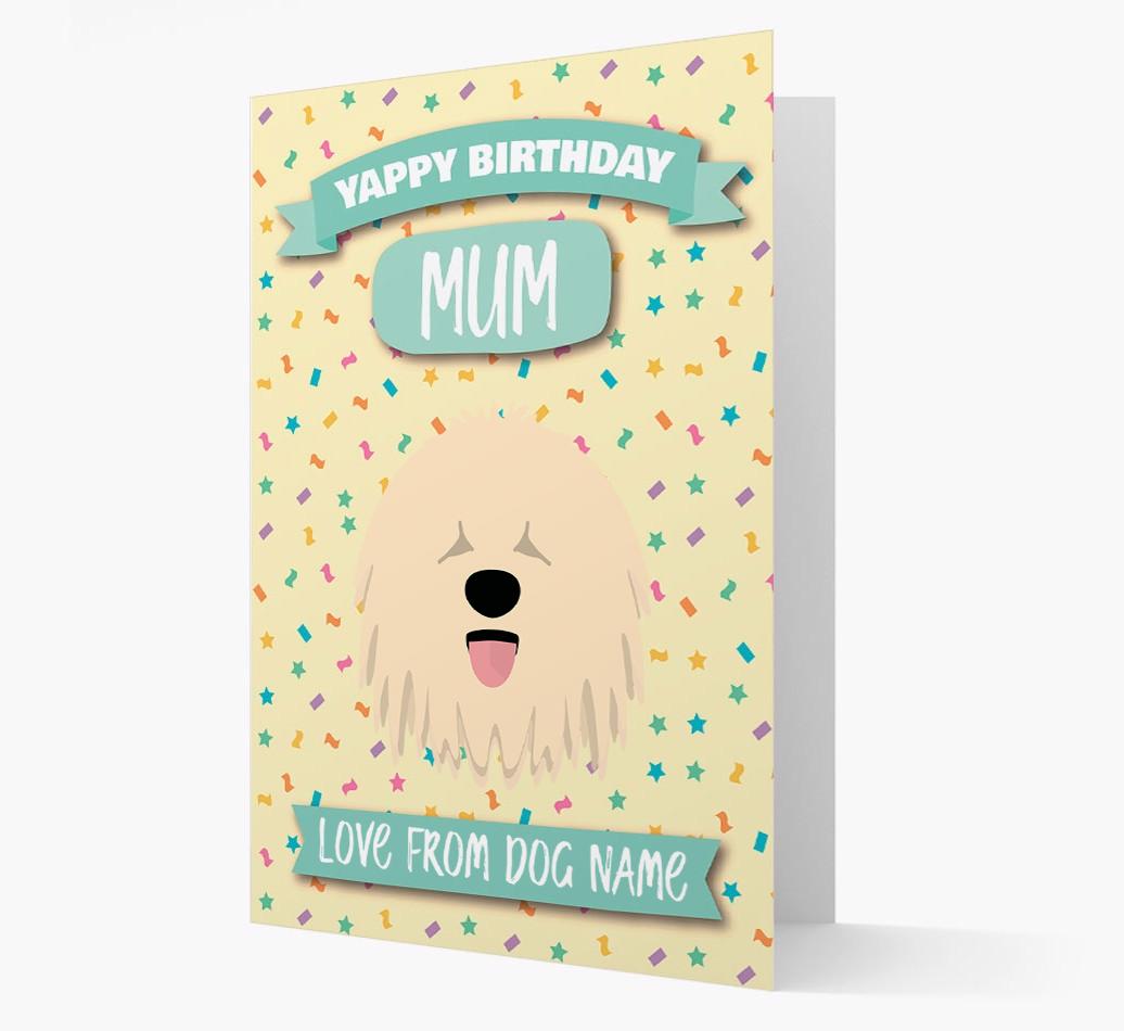 Personalised Card 'Yappy Birthday Mum' with {breedCommonName} Icon