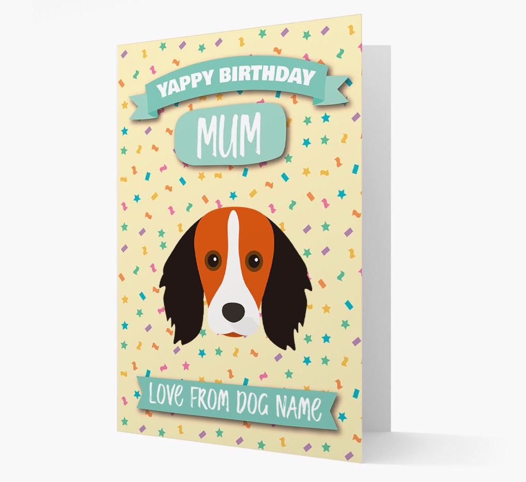Personalised Card 'Yappy Birthday Mum' with {breedCommonName} Icon