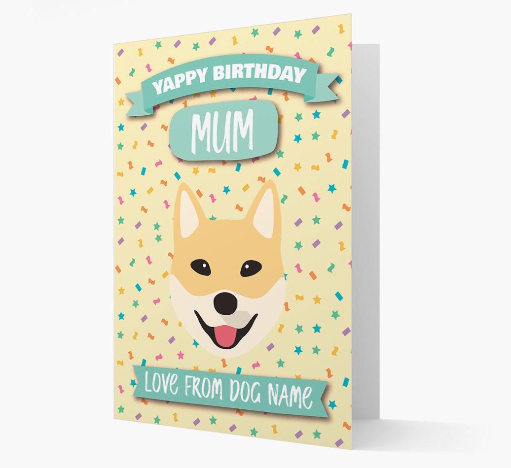 Personalised Card 'Yappy Birthday Mum' with {breedCommonName} Icon