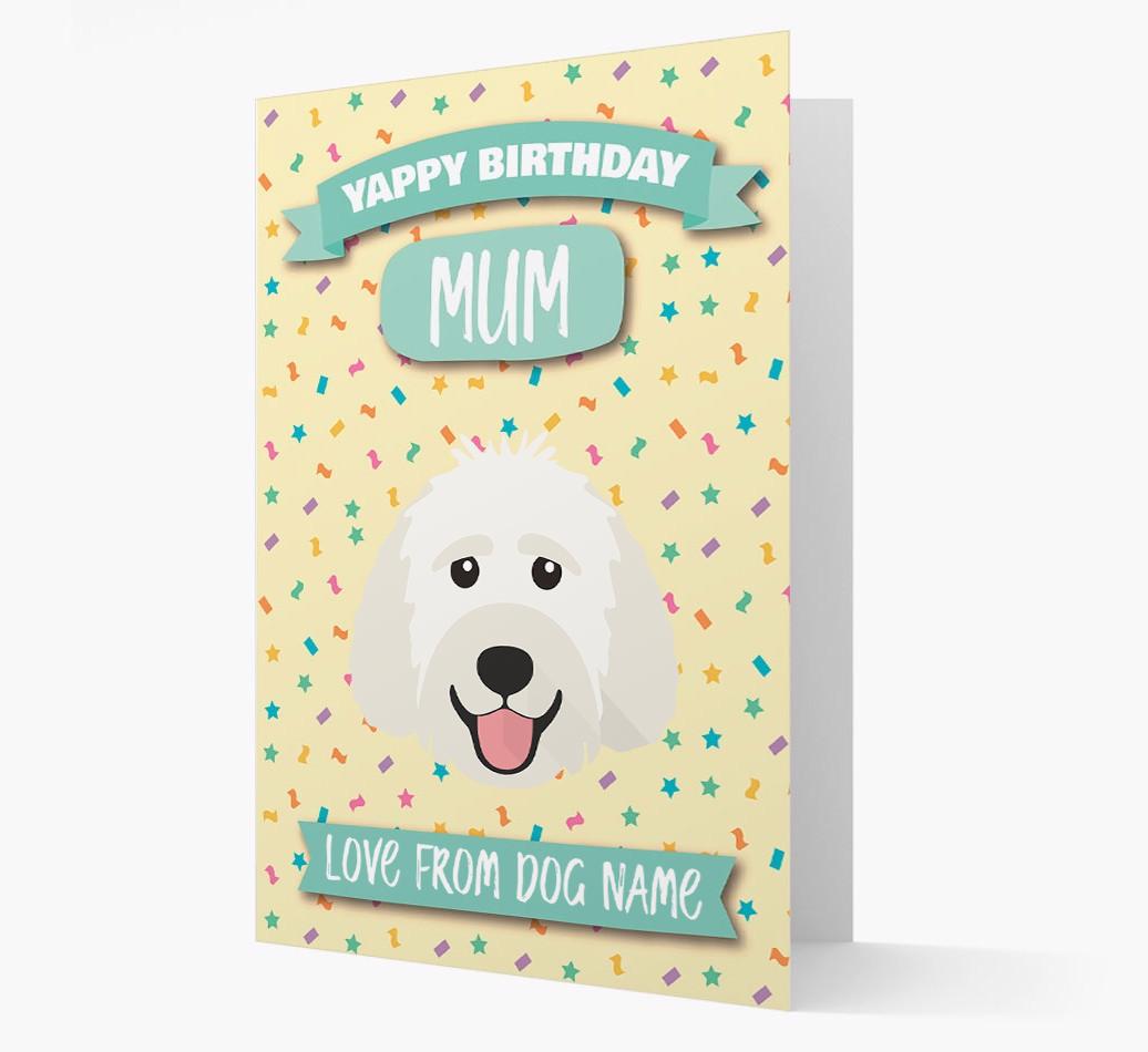 Personalised Card 'Yappy Birthday Mum' with {breedCommonName} Icon