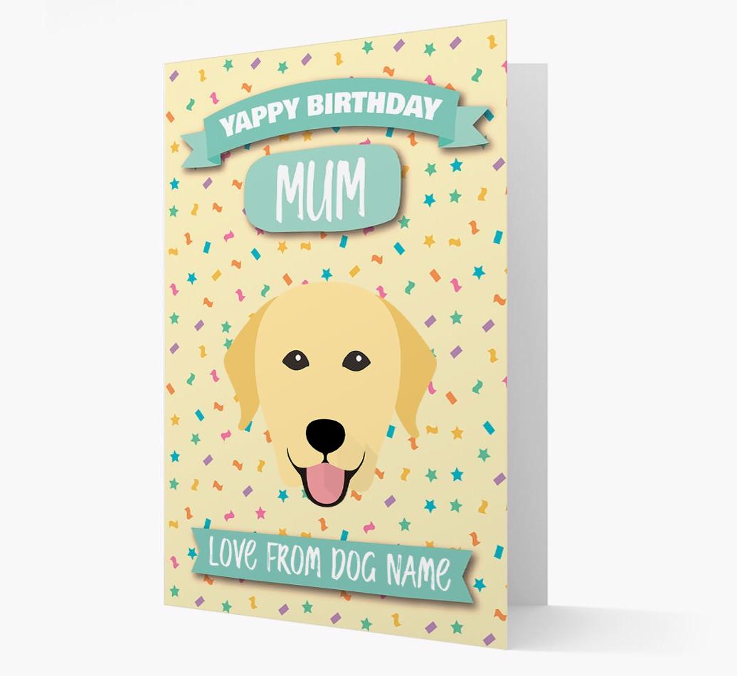 Personalised Card 'Yappy Birthday Mum' with {breedCommonName} Icon