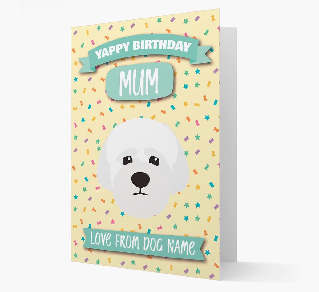 Personalised Card 'Yappy Birthday Mum' with {breedCommonName} Icon