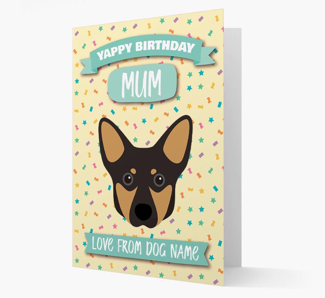 Personalised Card 'Yappy Birthday Mum' with {breedCommonName} Icon