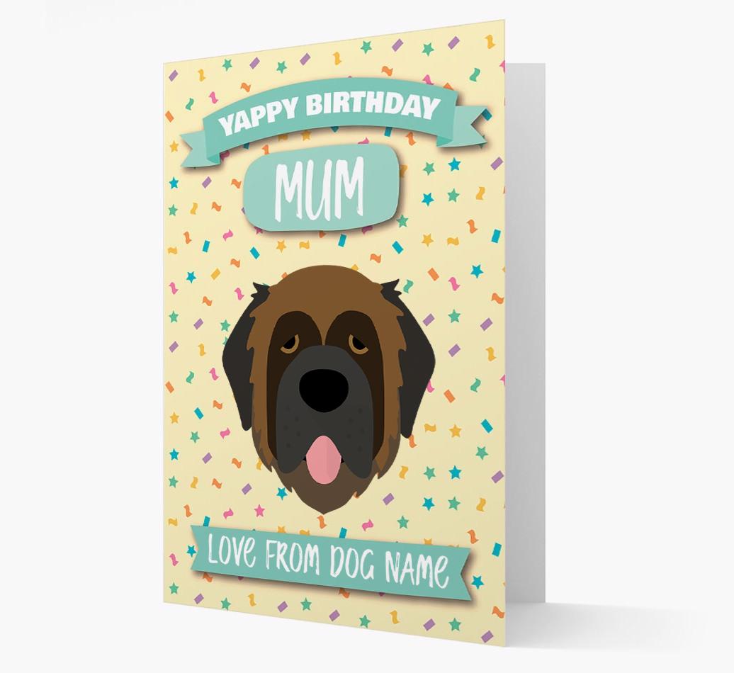Personalised Card 'Yappy Birthday Mum' with {breedCommonName} Icon