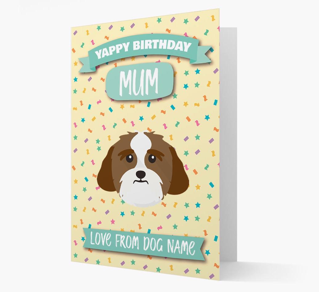 Personalised Card 'Yappy Birthday Mum' with {breedCommonName} Icon