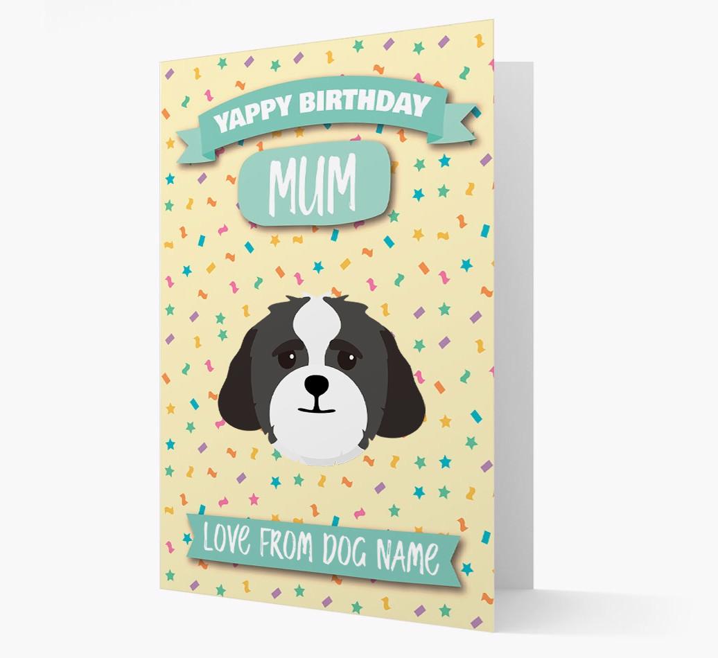 Personalised Card 'Yappy Birthday Mum' with {breedCommonName} Icon