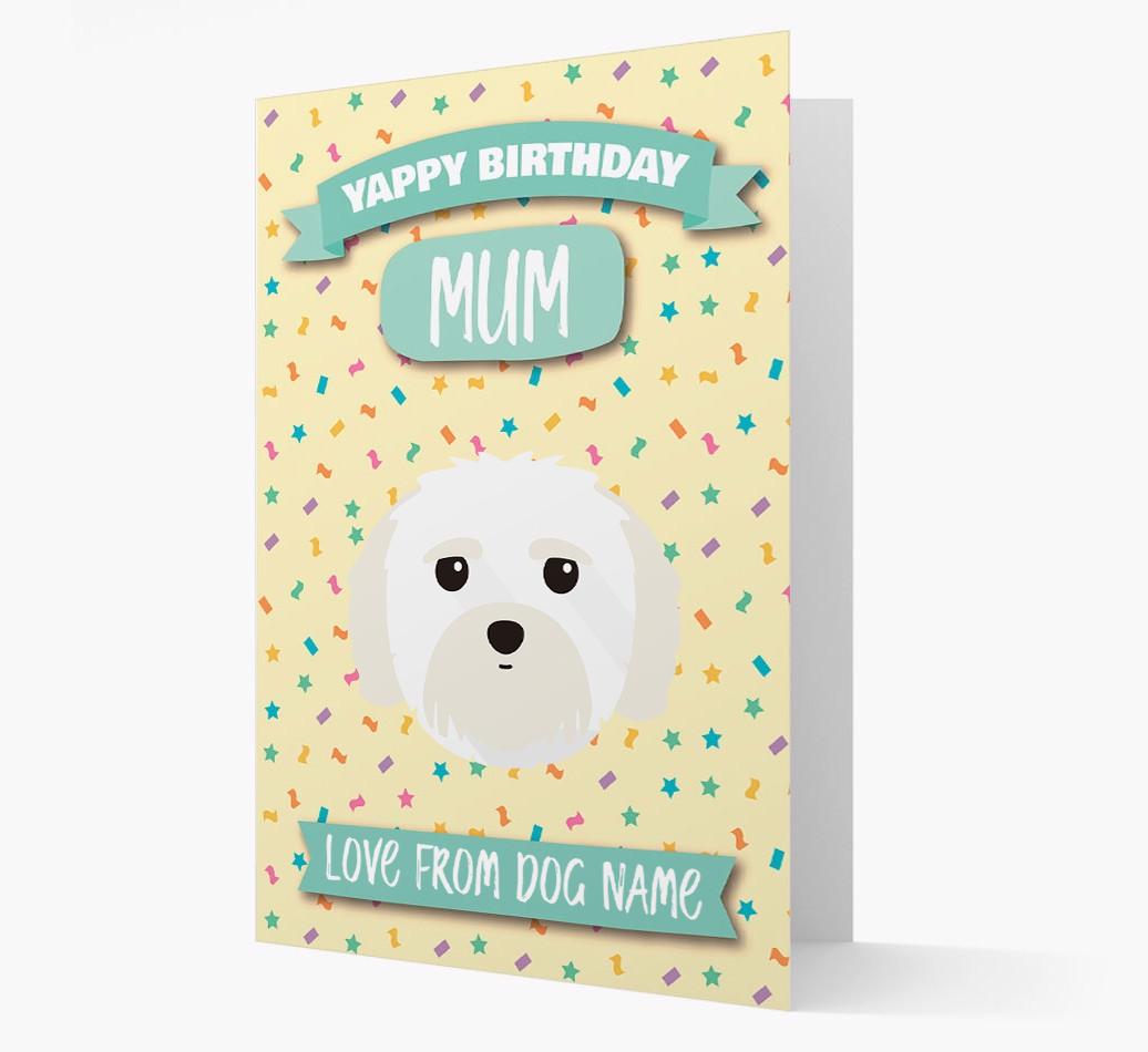 Personalised Card 'Yappy Birthday Mum' with {breedCommonName} Icon