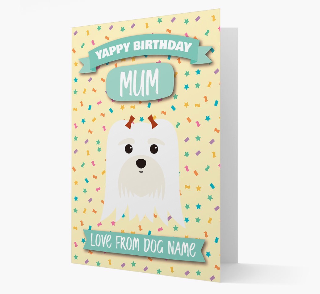 Personalised Card 'Yappy Birthday Mum' with {breedCommonName} Icon