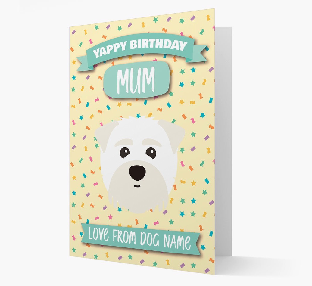 Personalised Card 'Yappy Birthday Mum' with {breedCommonName} Icon