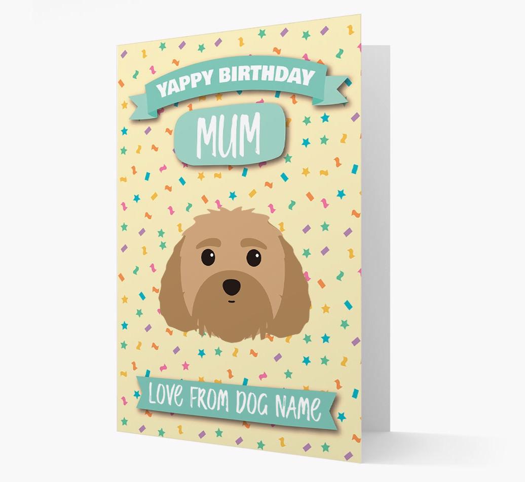 Personalised Card 'Yappy Birthday Mum' with {breedCommonName} Icon