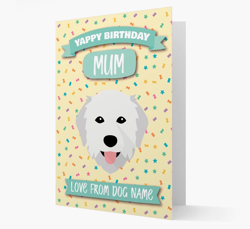 Personalised Card 'Yappy Birthday Mum' with {breedCommonName} Icon
