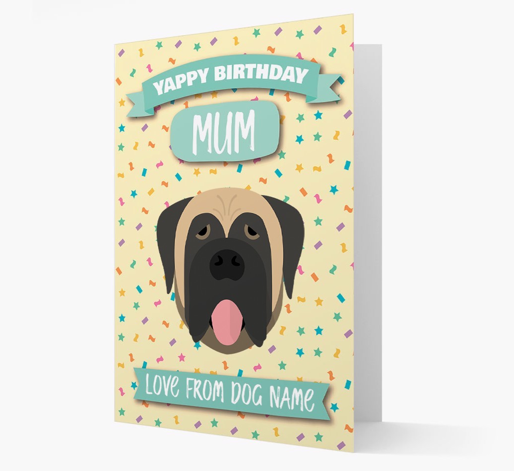 Personalised Card 'Yappy Birthday Mum' with {breedCommonName} Icon