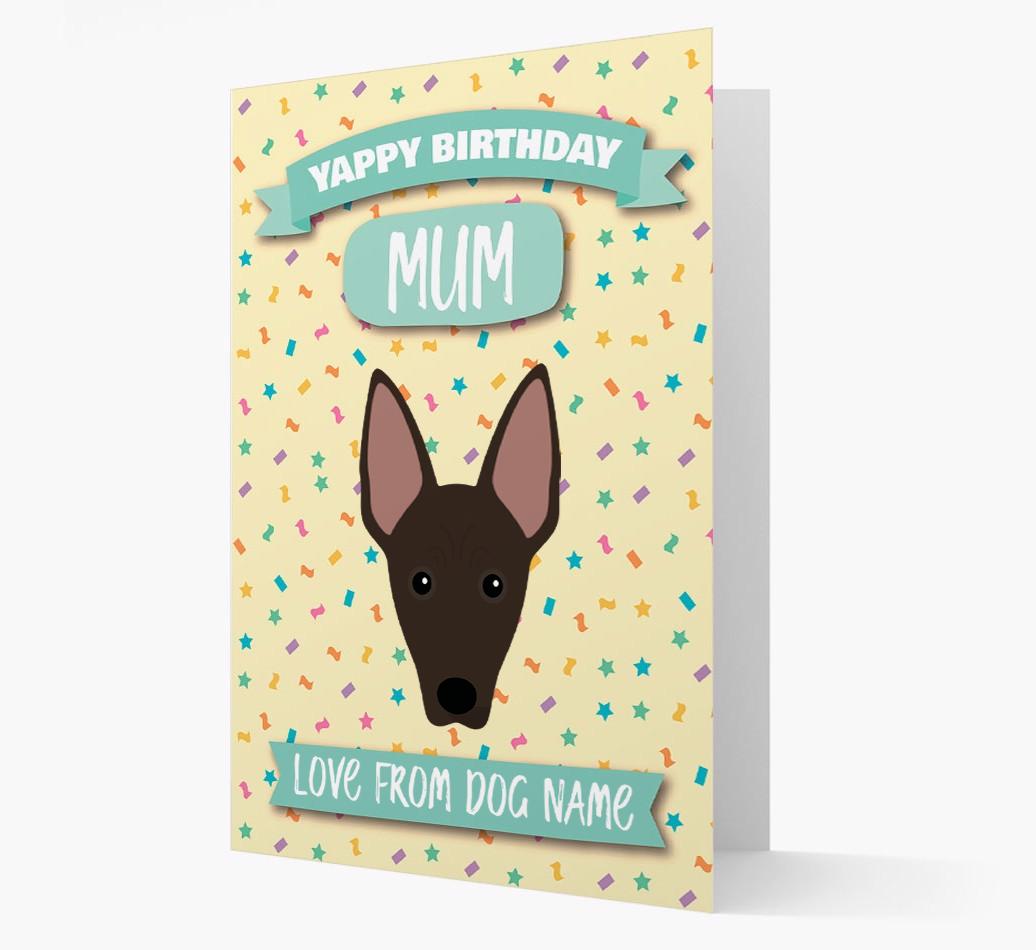 Personalised Card 'Yappy Birthday Mum' with {breedCommonName} Icon