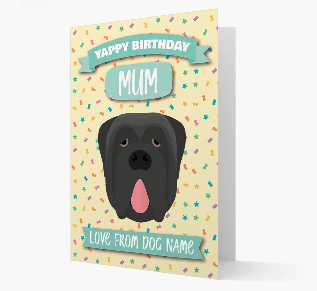 Personalised Card 'Yappy Birthday Mum' with {breedCommonName} Icon