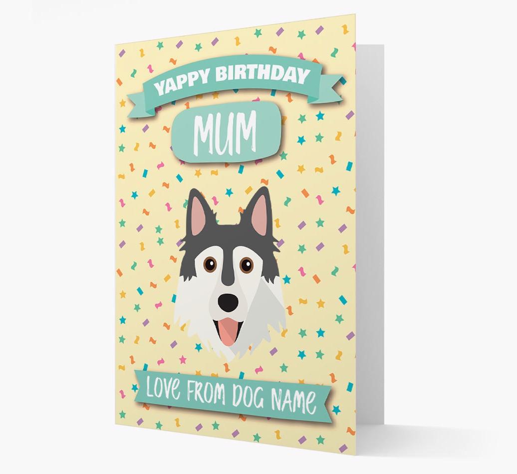 Personalised Card 'Yappy Birthday Mum' with {breedCommonName} Icon